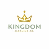 Kingdom Cleaning Co. logo featuring a gold crown with cross symbol above gray and gold text