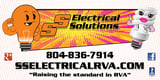 S5 Electrical Solutions logo with cartoon lightbulb and robot characters, contact number 804-836-7914 and website sselectricalrva.com